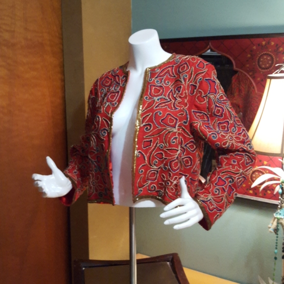 Vintage silk beaded brocade Jacket - Picture 5 of 7